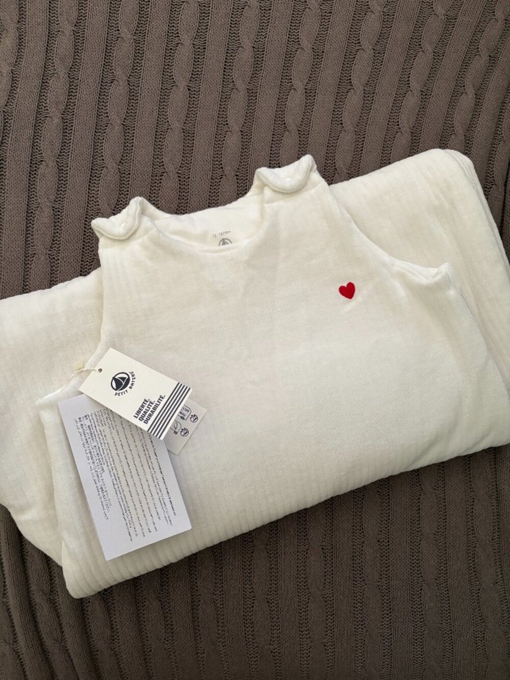 NEW Petit Bateau Cotton Velour sleeping bag 18-36 months